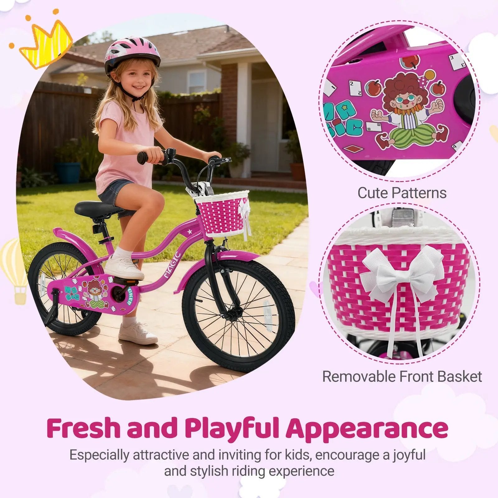 Kids Bike with Training Wheels 12-18 Inch - Magic Rose by DirectDeals