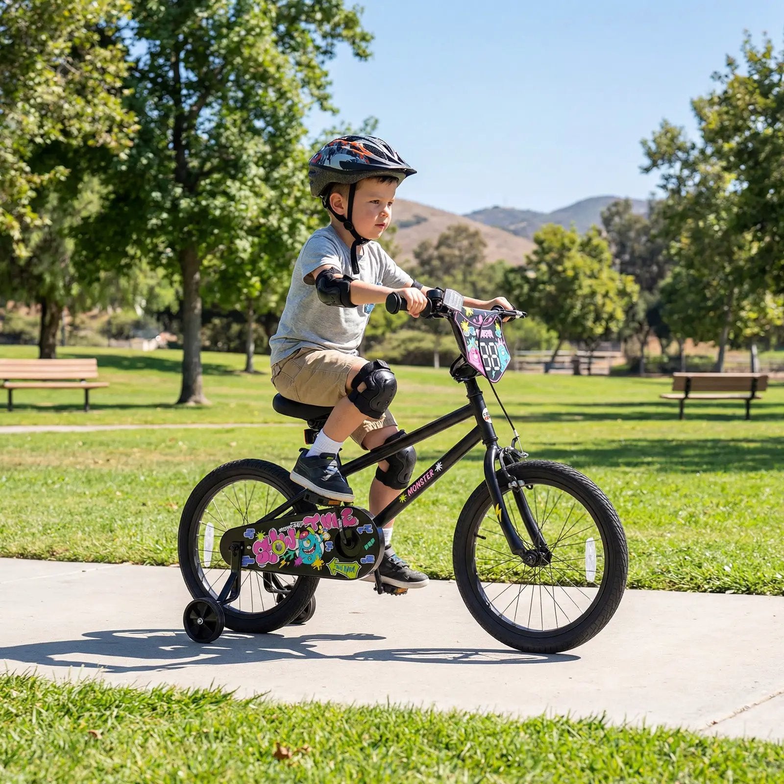 18-Inch Kids Bike with Training Wheels for Ages 4-8 by DirectDeals