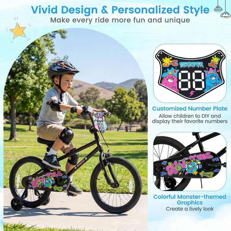 18-Inch Kids Bike with Training Wheels for Ages 4-8 by DirectDeals