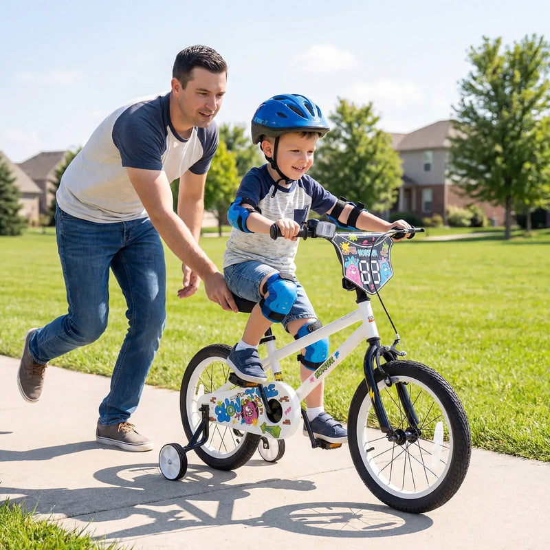 Kids Bike with Training Wheels 12-18 Inch White by DirectDeals