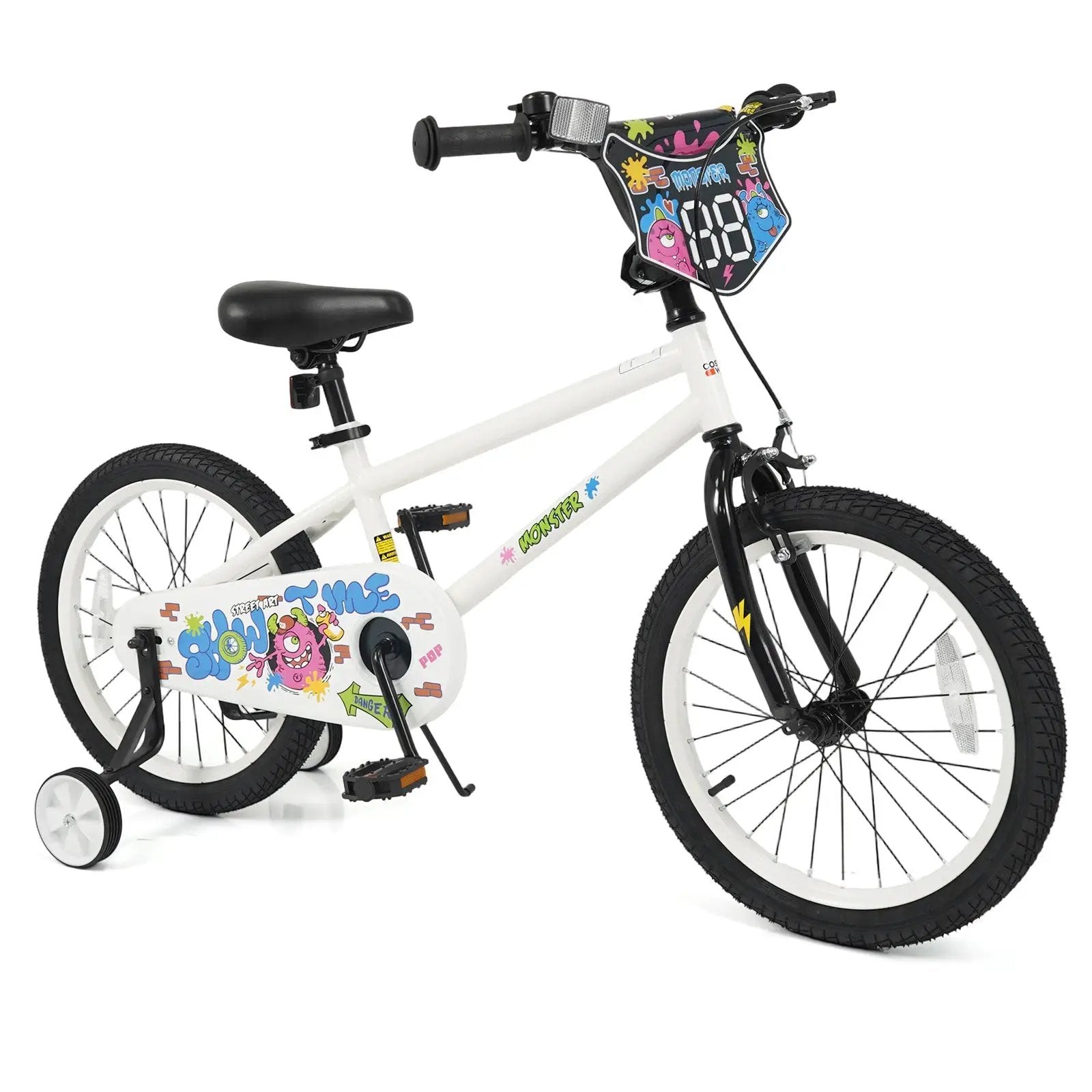 Kids Bike with Training Wheels 12-18 Inch White by DirectDeals