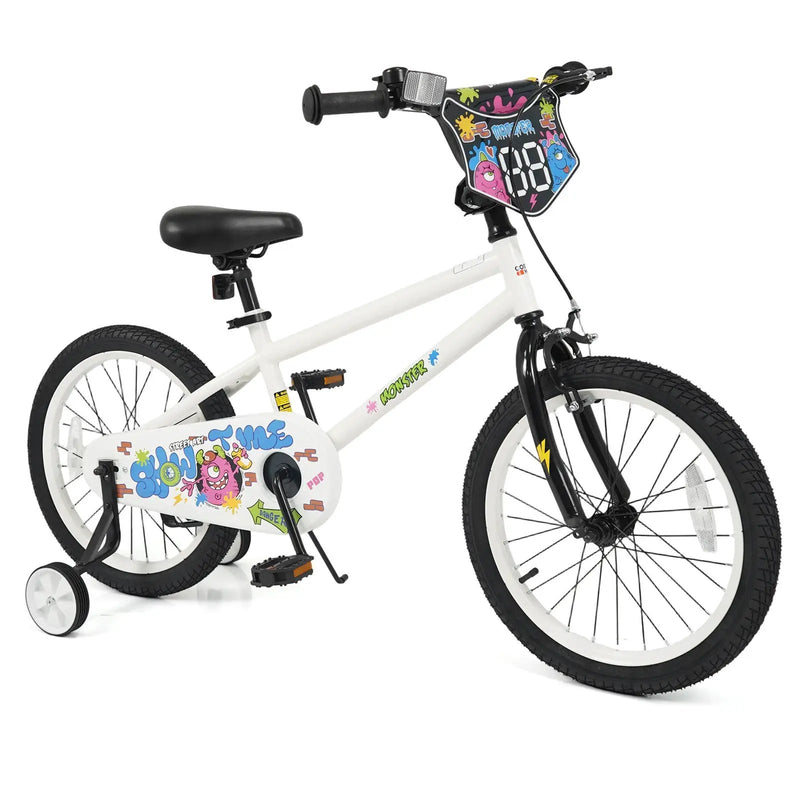 Kids Bike with Training Wheels 12-18 Inch White by DirectDeals