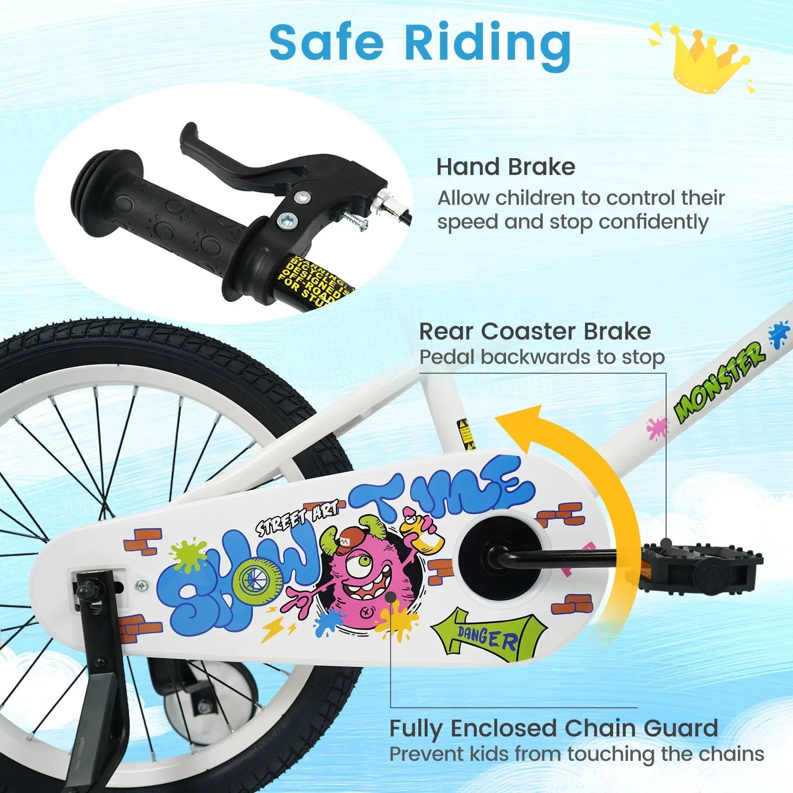 Kids Bike with Training Wheels 12-18 Inch White by DirectDeals