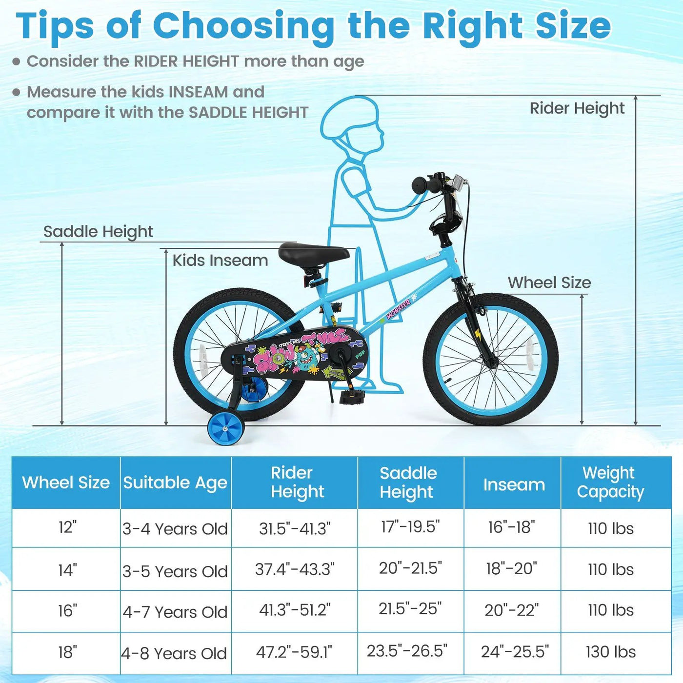 Kids Bike 16 Inch with Training Wheels Ages 4-7 by DirectDeals