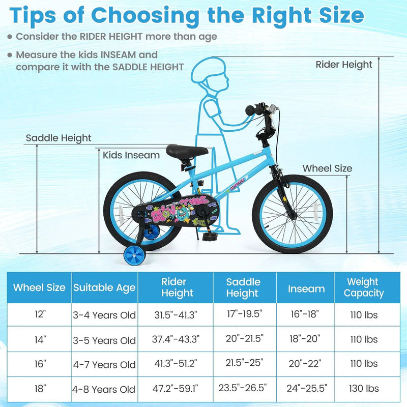 Kids Bike 16 Inch with Training Wheels Ages 4-7 by DirectDeals