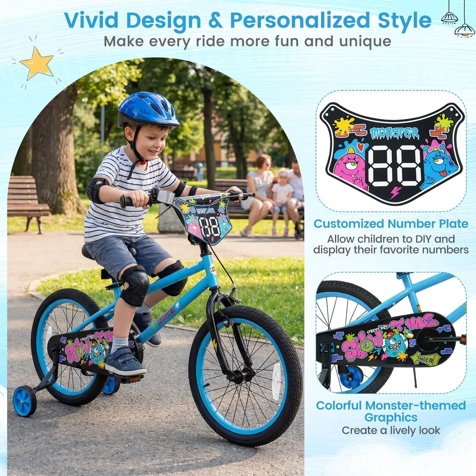 Kids Bike 16 Inch with Training Wheels Ages 4-7 by DirectDeals