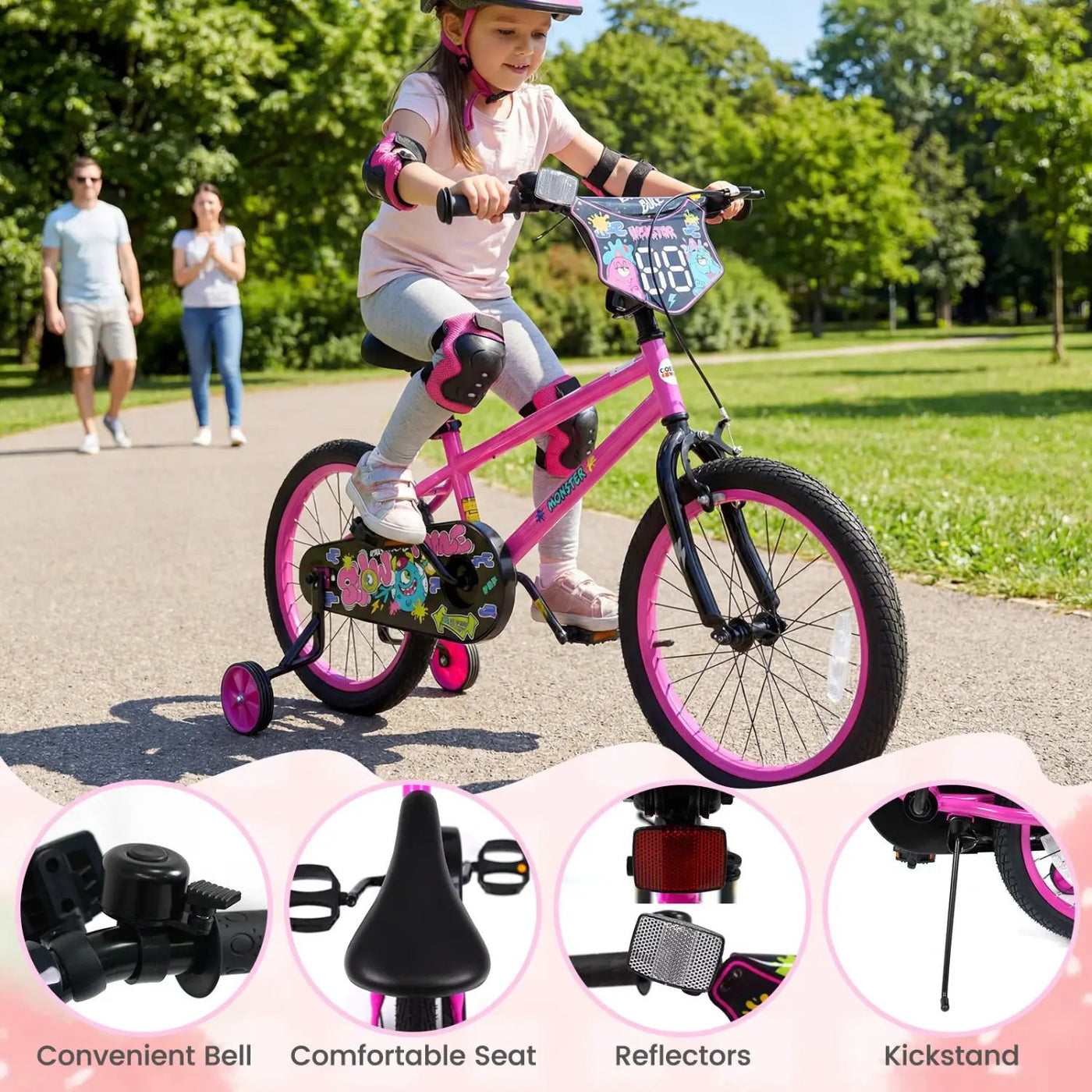 Kids Bike with Training Wheels 12-18 Inch Pink by DirectDeals