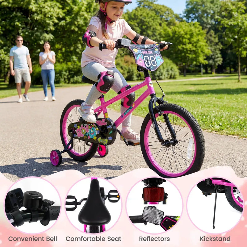Kids Bike with Training Wheels 12-18 Inch Pink by DirectDeals
