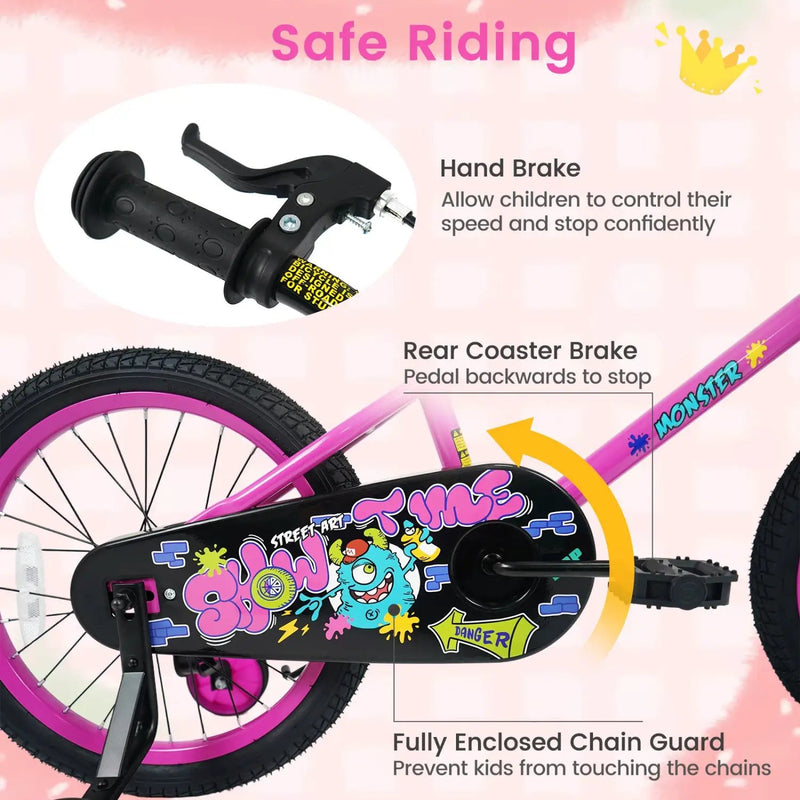 Kids Bike with Training Wheels 12-18 Inch Pink by DirectDeals