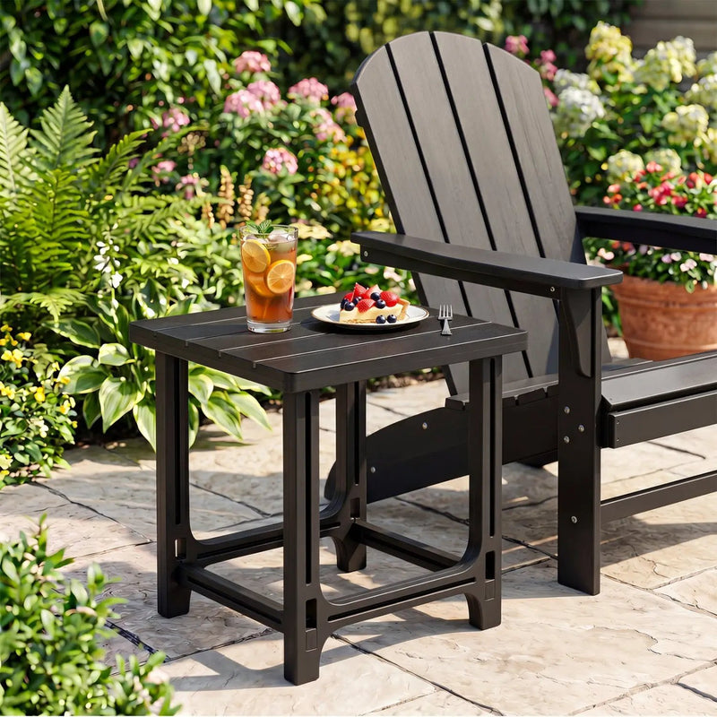 18" Adirondack Side Table with Slatted HDPE Surface by DirectDeals