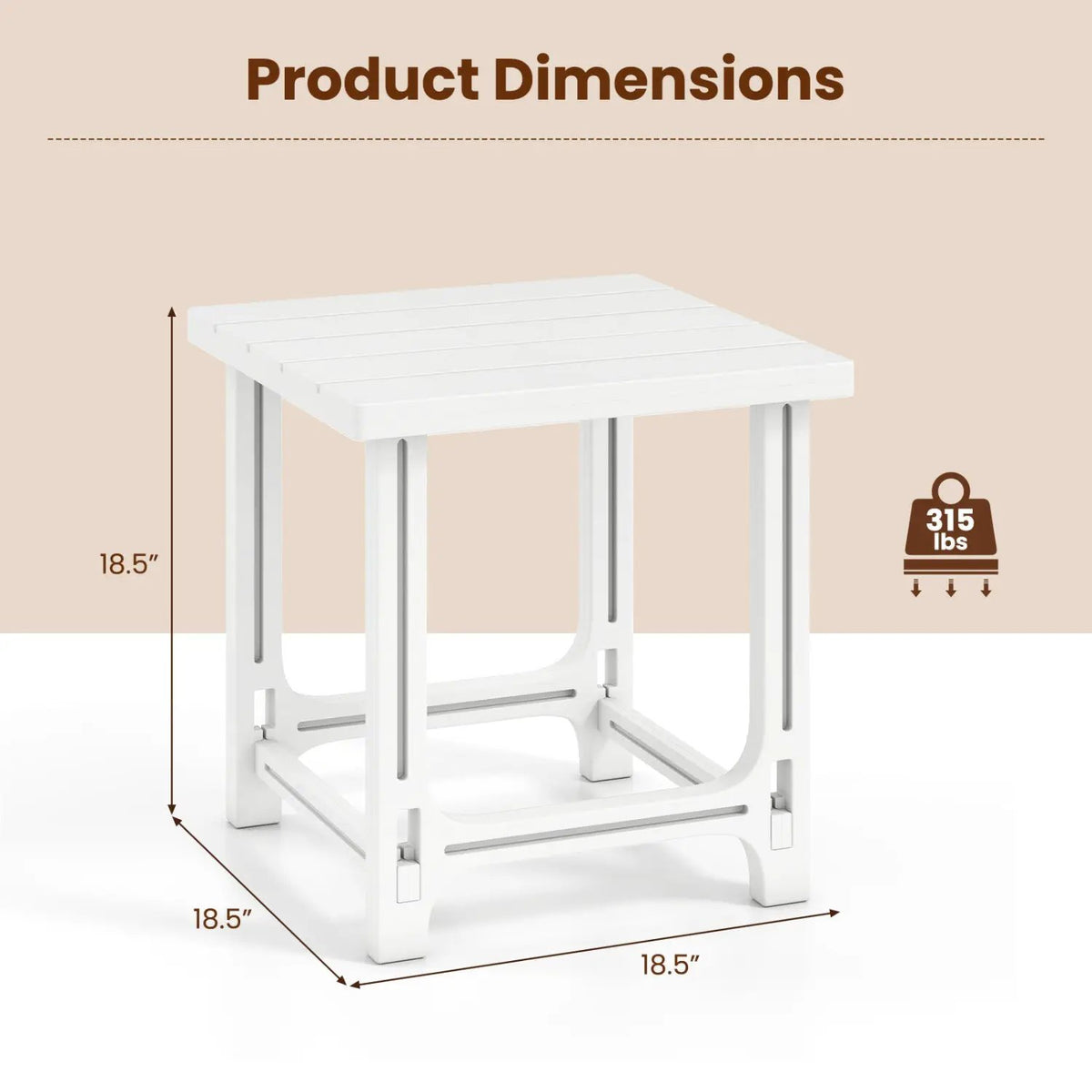 18" Adirondack Side Table with Slatted HDPE Surface by DirectDeals