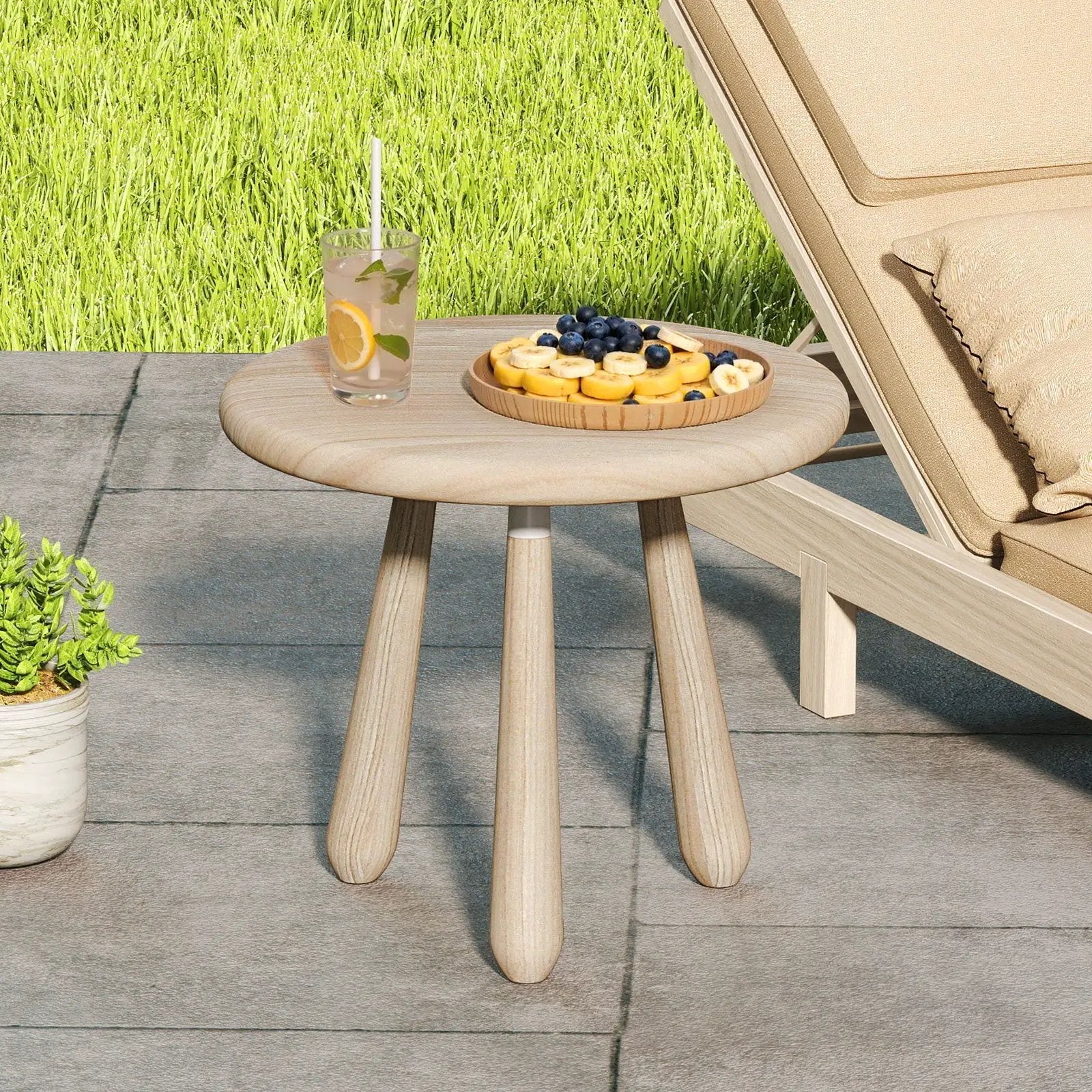 18 Inch Outdoor Mahogany Wood Side Table with Thickened Board by DirectDeals