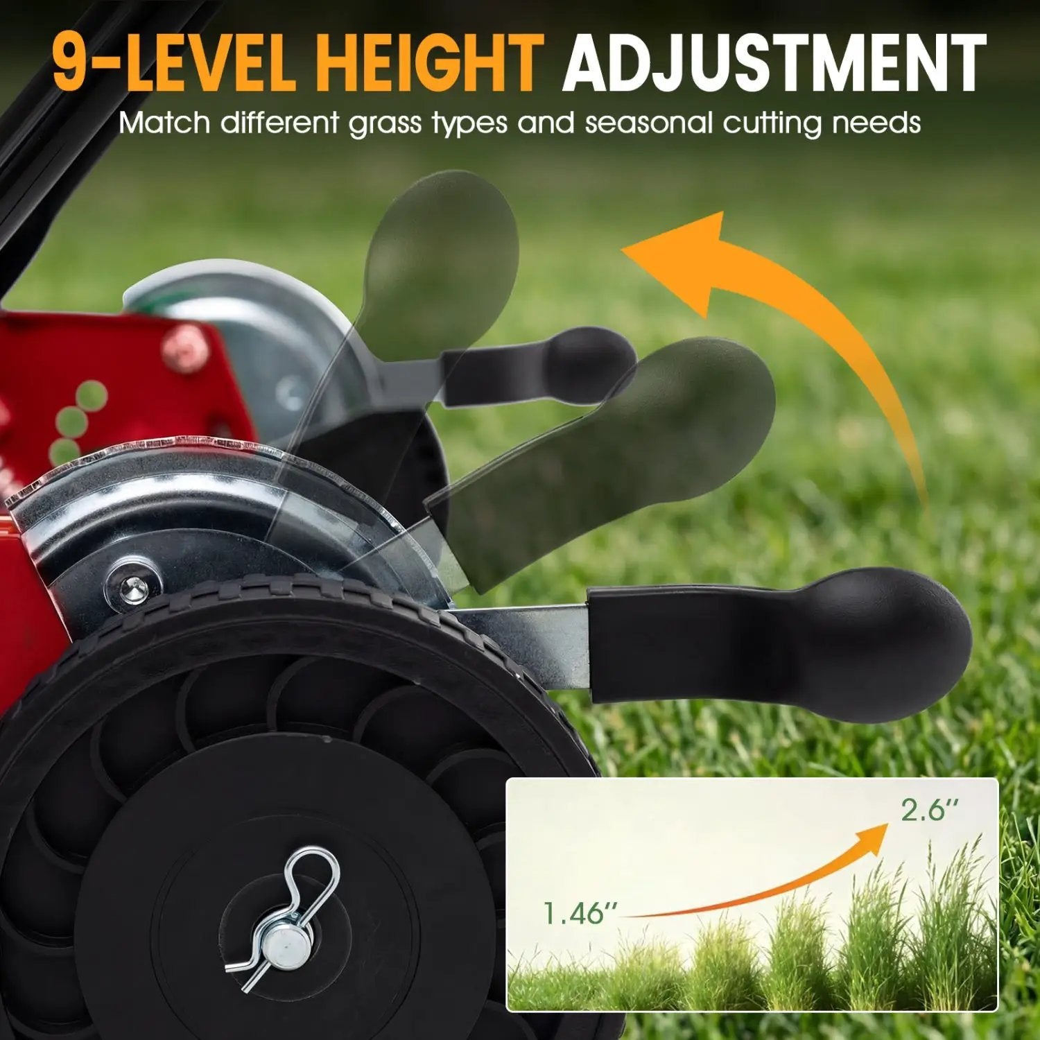 18 Inch Push Reel Lawn Mower 4-Position Adjustable with Removable Grass Catcher by DirectDeals