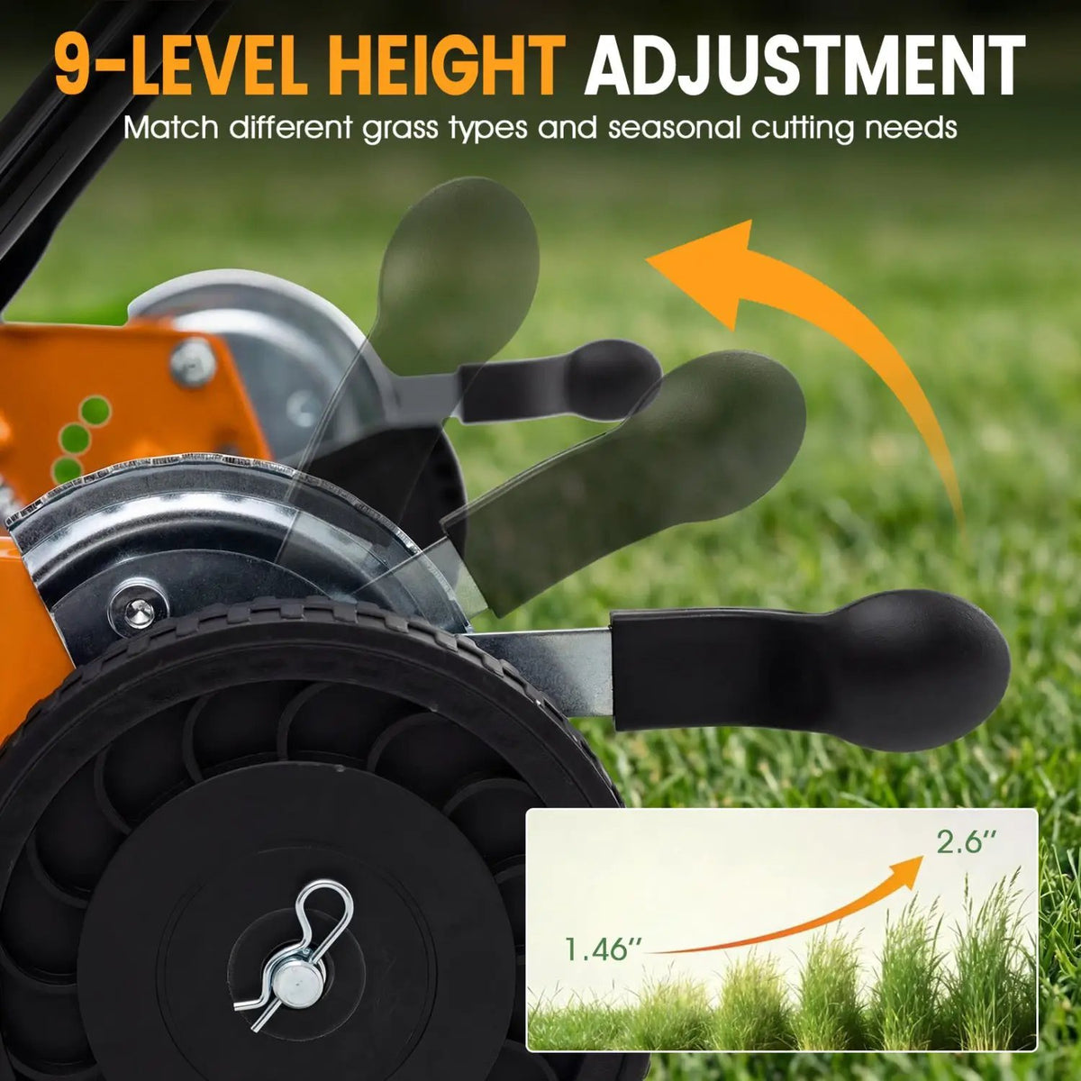 18 Inch Push Reel Lawn Mower 4-Position Adjustable with Removable Grass Catcher by DirectDeals