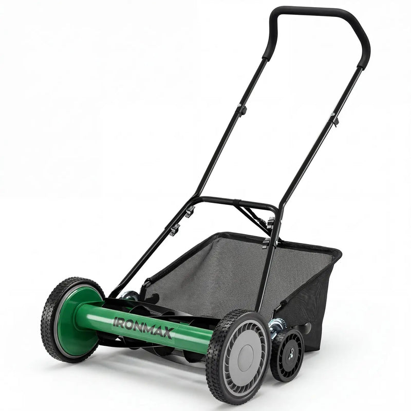 18 Inch Push Reel Lawn Mower 4-Position Adjustable with Removable Grass Catcher by DirectDeals