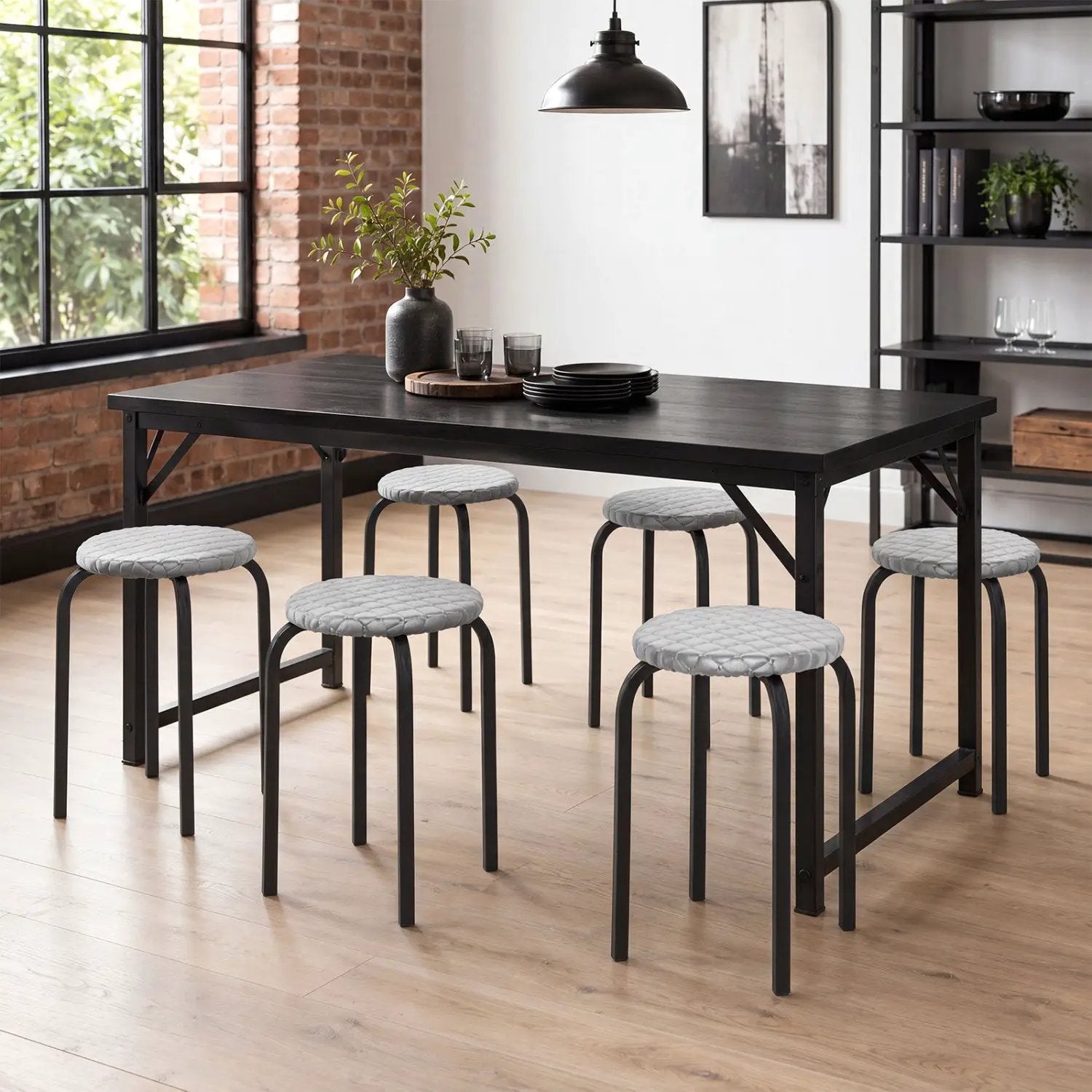 18-Inch Stackable Bar Stools with Washable Covers, Set of 6 by DirectDeals