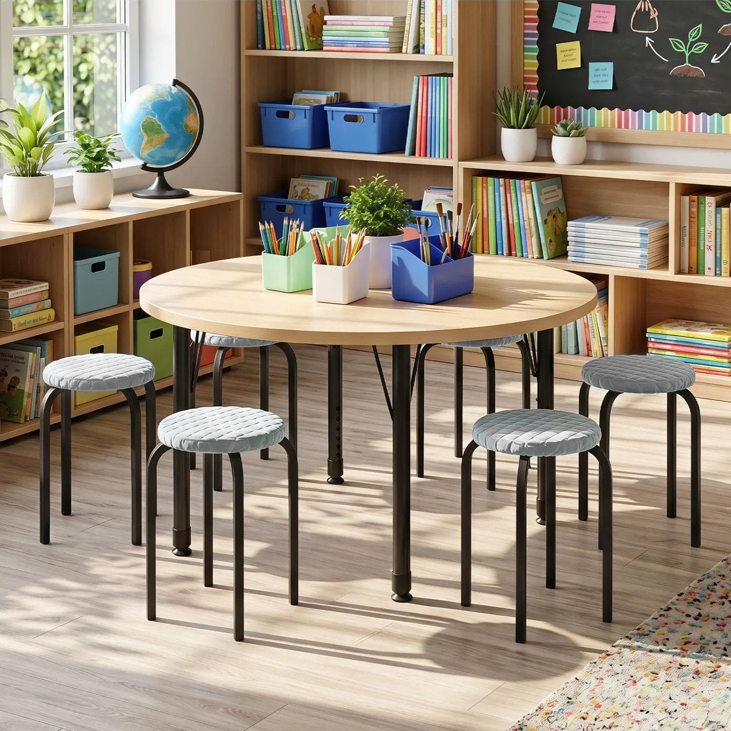18-Inch Stackable Bar Stools with Washable Covers, Set of 6 by DirectDeals