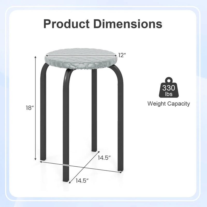 18-Inch Stackable Bar Stools with Washable Covers, Set of 6 by DirectDeals