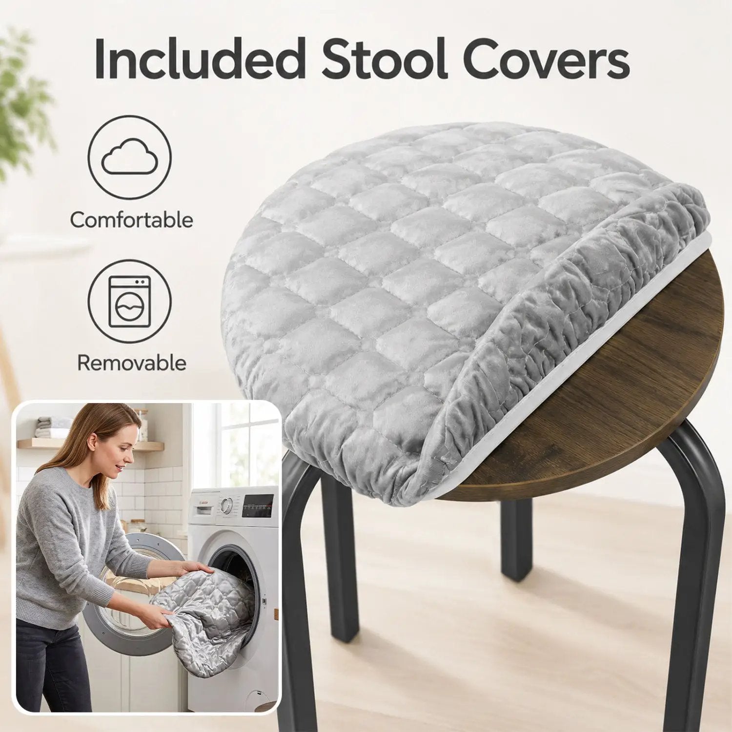 18-Inch Stackable Bar Stools with Washable Covers, Set of 6 by DirectDeals