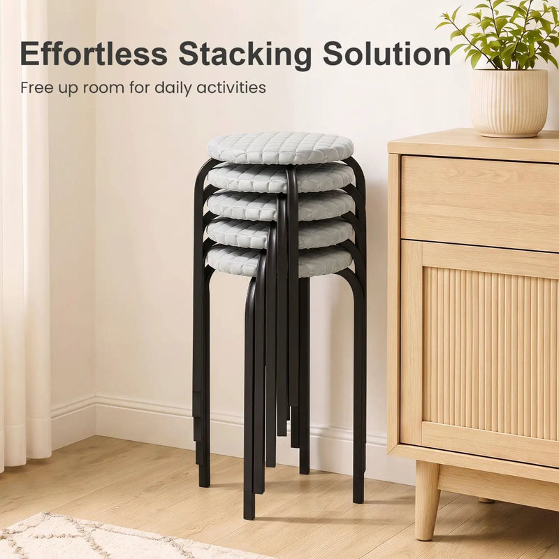 18-Inch Stackable Bar Stools with Washable Covers, Set of 6 by DirectDeals
