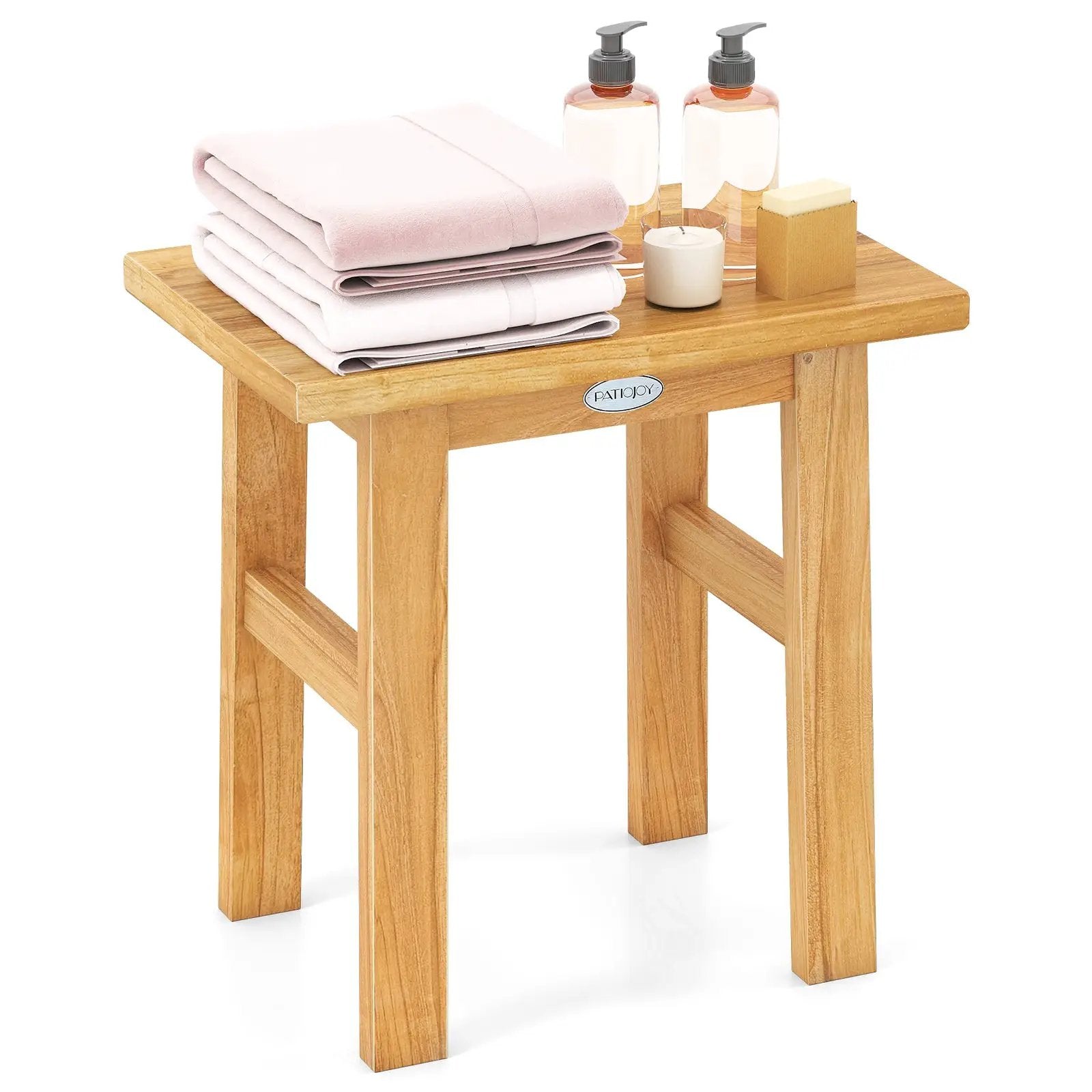 18 Inch Teak Shower Bench Spa Bath Stool for Shaving Legs by DirectDeals
