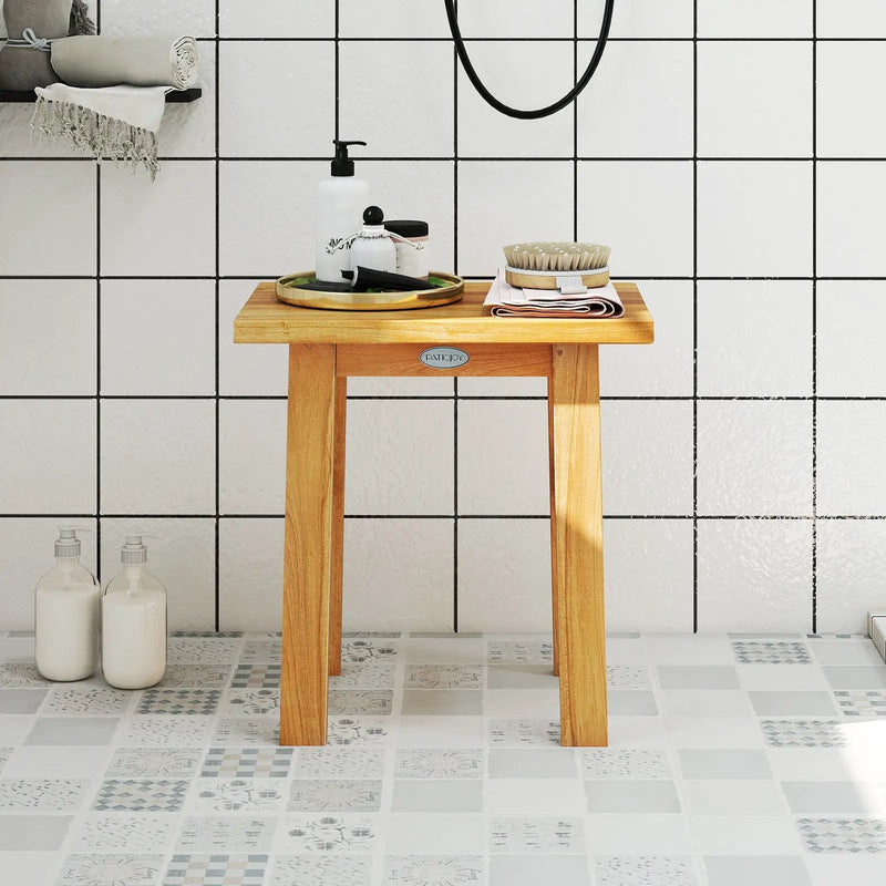 18 Inch Teak Shower Bench Spa Bath Stool for Shaving Legs by DirectDeals
