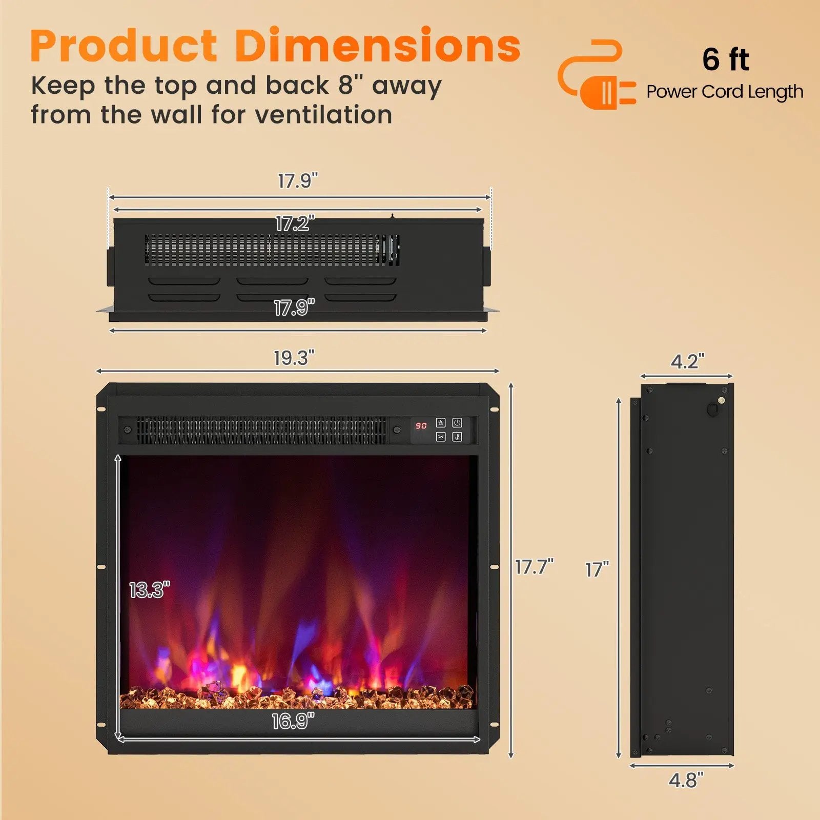 18/23/26 Inch 1500W Electric Fireplace Insert with Remote Control by DirectDeals