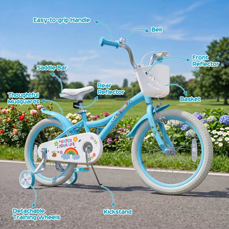 Girls Bike 12-18 Inch with Training Wheels and Basket by DirectDeals