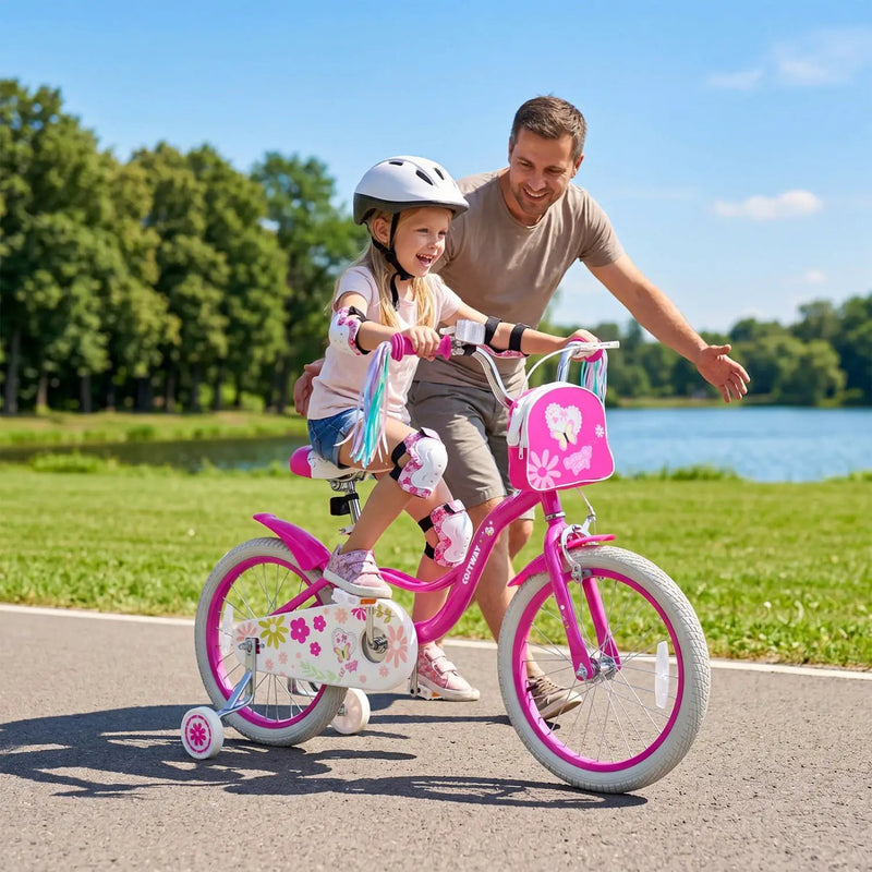 Girls Bike 12-18 Inch with Training Wheels and Front Bag by DirectDeals