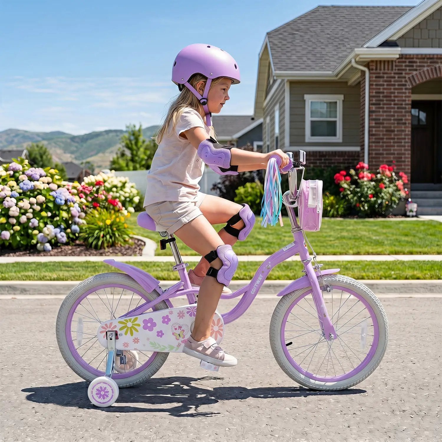Girls Bike 18 Inch with Training Wheels and Front Bag by DirectDeals