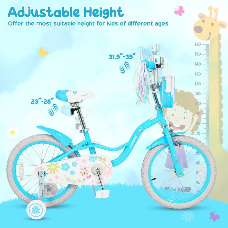 Girls Bike 12-18 Inch with Training Wheels and Front Bag by DirectDeals