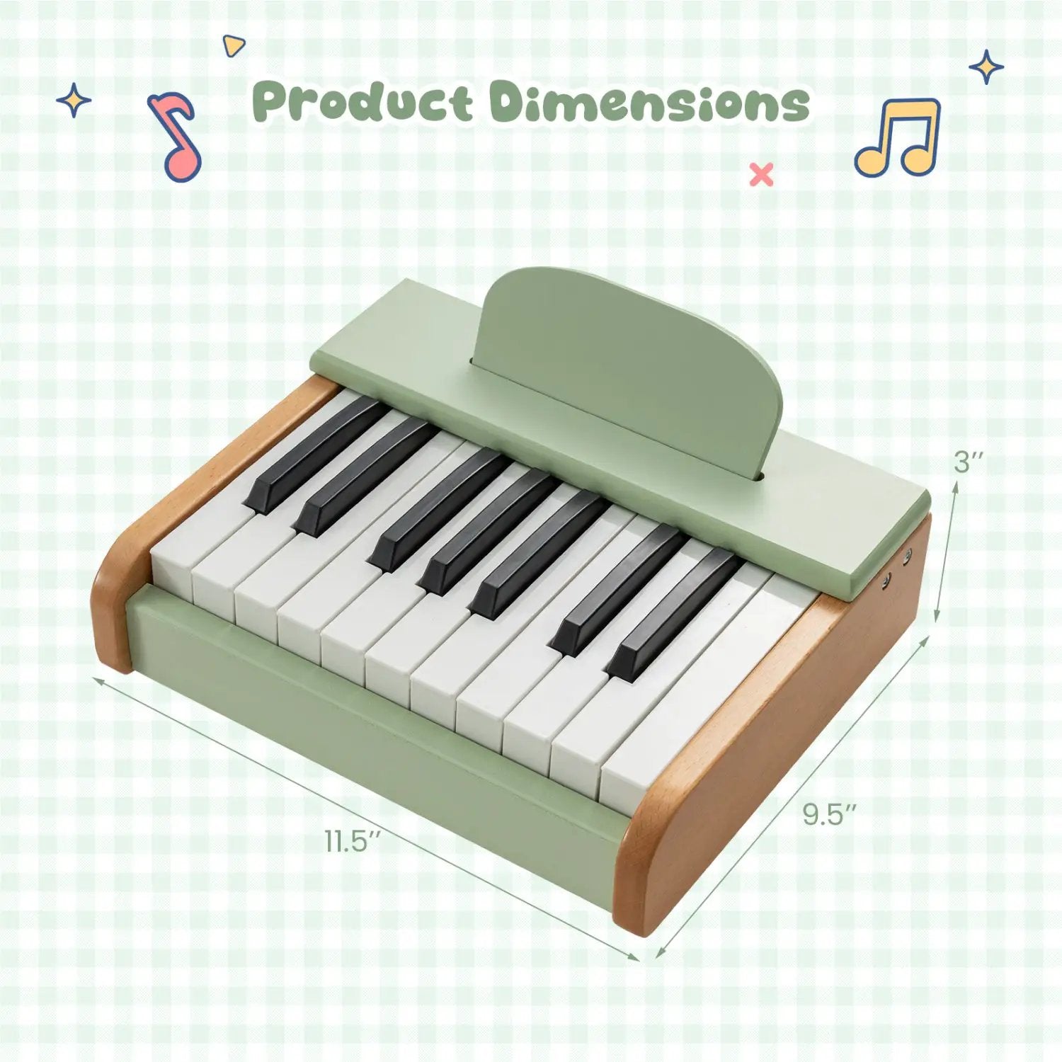 18-Key Wooden Piano for Kids with Music Stand by DirectDeals