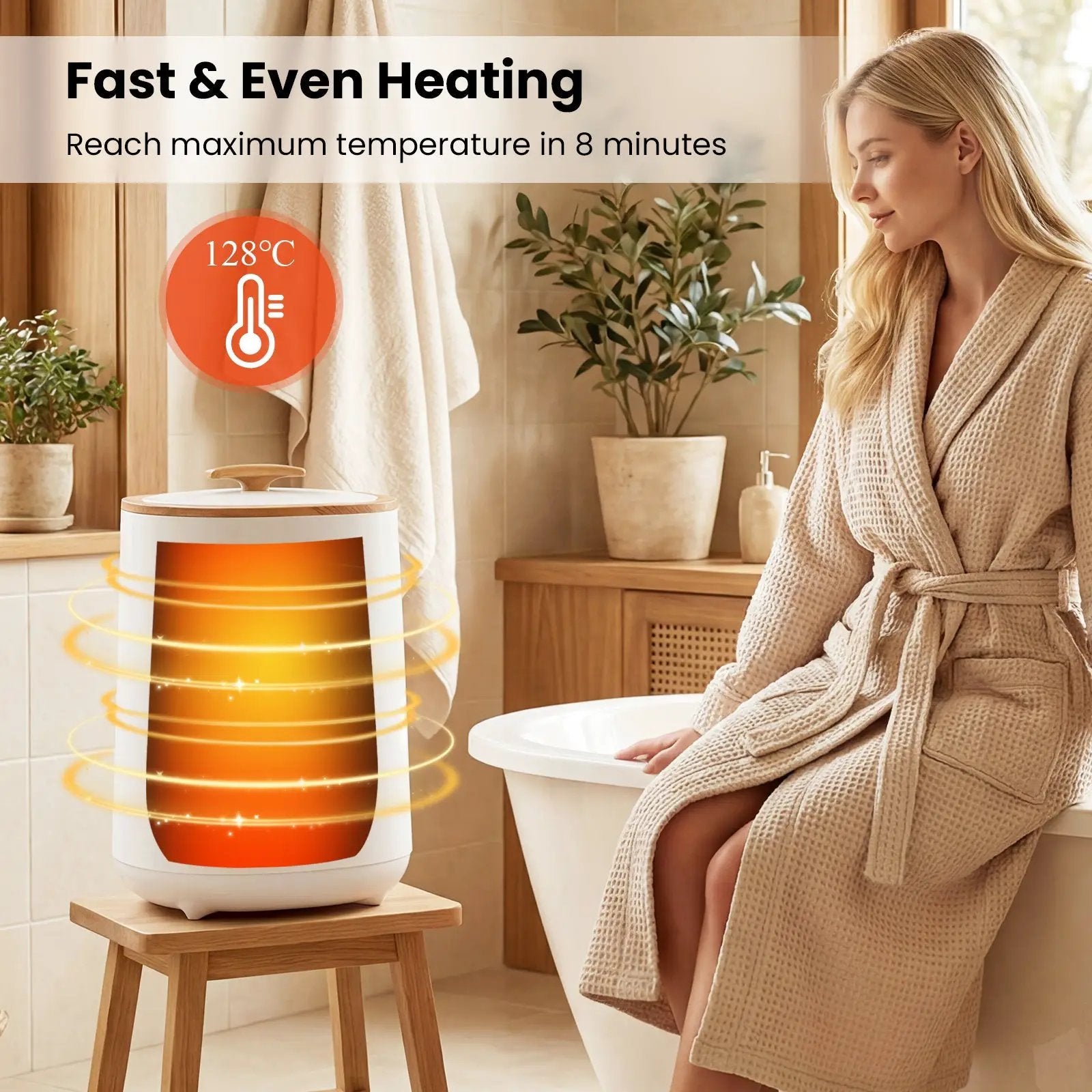 18 L Large Blanket Towel Warmer with LED Display for Bathroom-White by DirectDeals