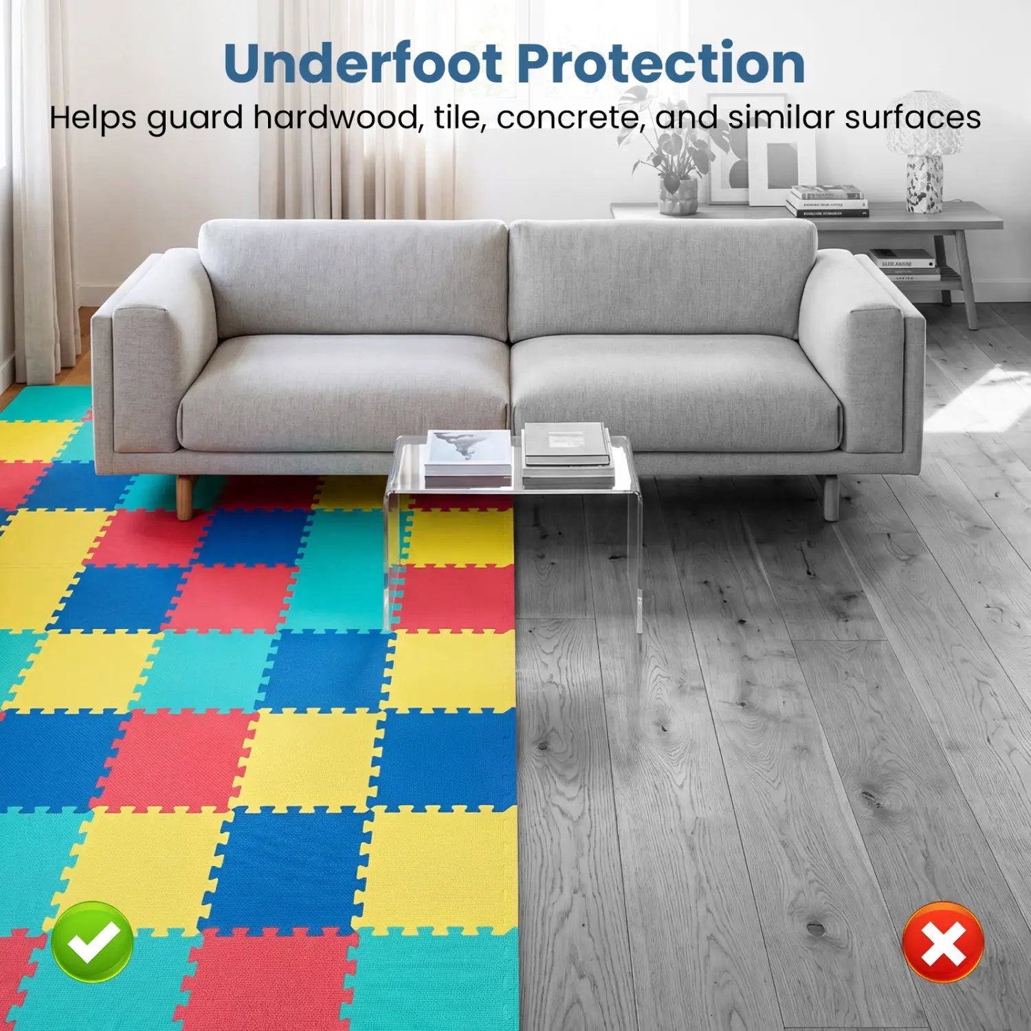 Interlocking EVA Foam Floor Tiles 18-Pack with Borders by DirectDeals