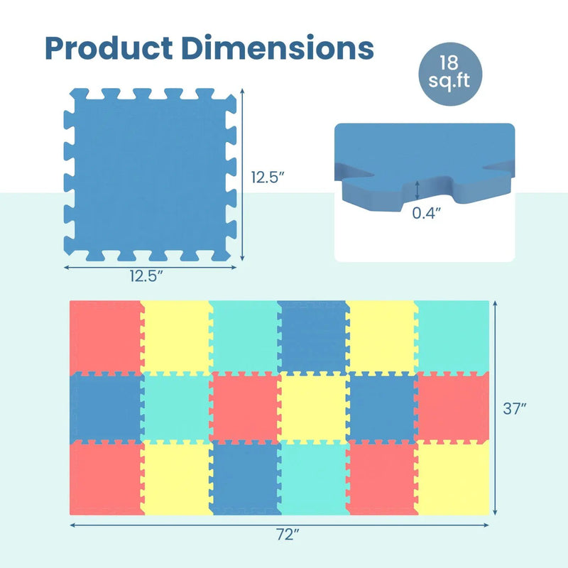 Interlocking EVA Foam Floor Tiles 18-Pack with Borders by DirectDeals