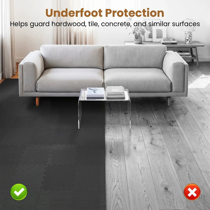 Interlocking EVA Foam Floor Tiles 18-Pack with Borders by DirectDeals