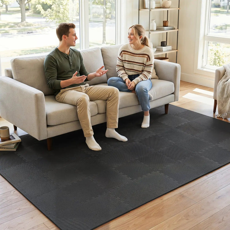 Interlocking EVA Foam Floor Tiles 18-Pack with Borders by DirectDeals
