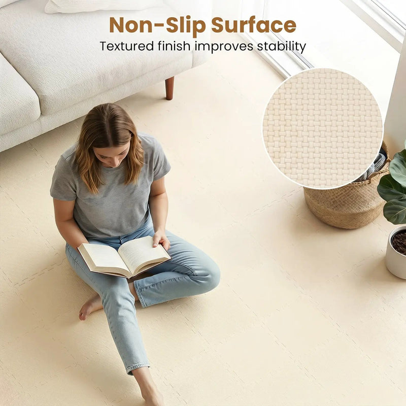 Interlocking EVA Foam Floor Tiles 18-Pack with Borders by DirectDeals