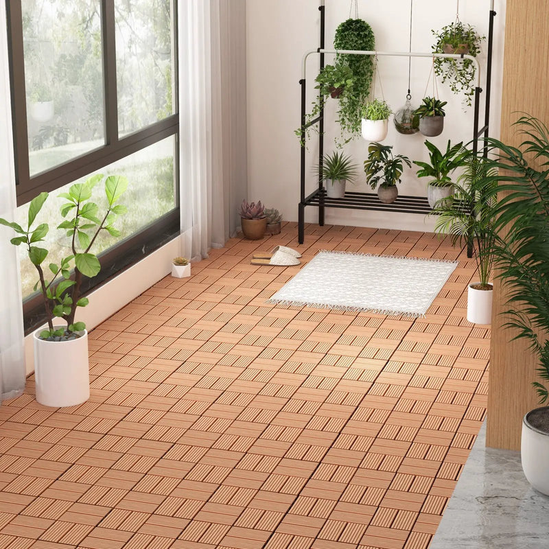 18 Pieces 12 x 12 Inch All Weather Interlocking Deck Tiles by DirectDeals