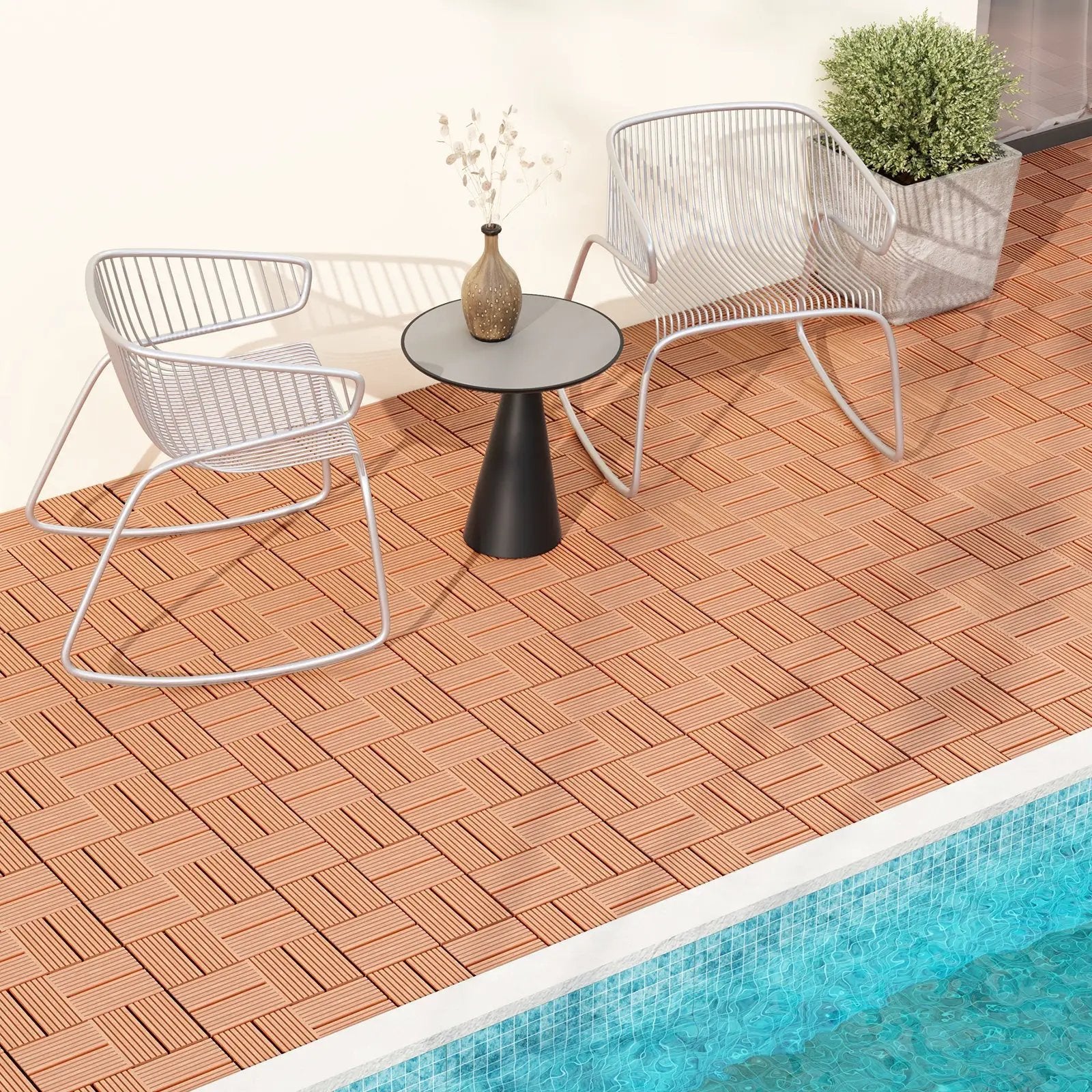 18 Pieces 12 x 12 Inch All Weather Interlocking Deck Tiles by DirectDeals