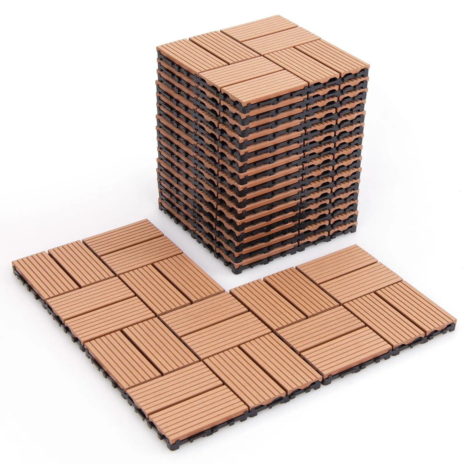 18 Pieces 12 x 12 Inch All Weather Interlocking Deck Tiles by DirectDeals
