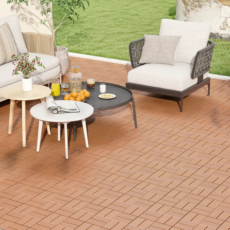 18 Pieces 12 x 12 Inch All Weather Interlocking Deck Tiles by DirectDeals