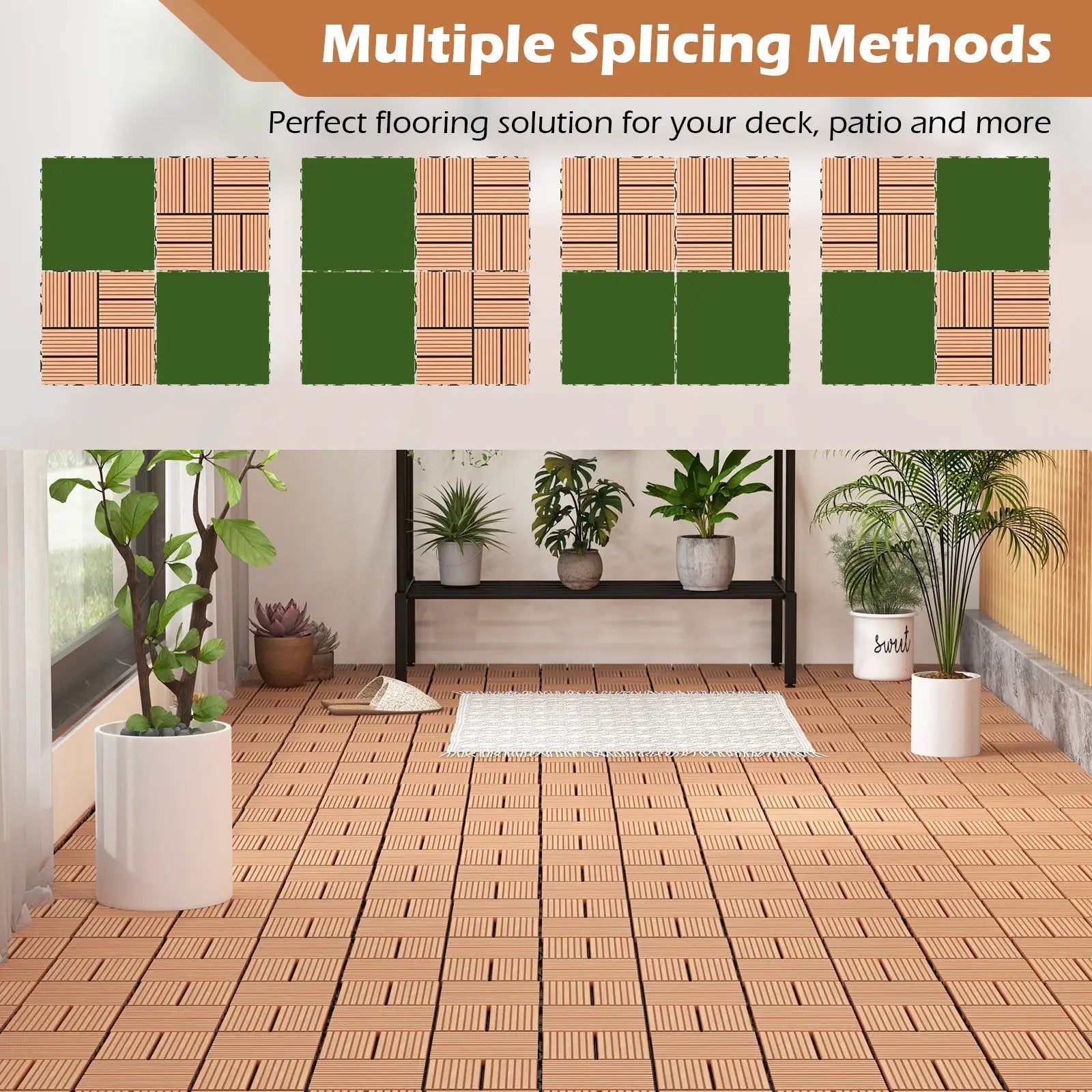 18 Pieces 12 x 12 Inch All Weather Interlocking Deck Tiles by DirectDeals