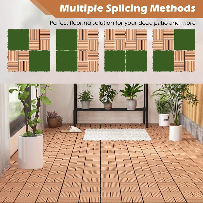 18 Pieces 12 x 12 Inch All Weather Interlocking Deck Tiles by DirectDeals