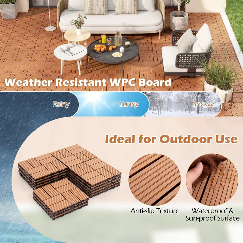18 Pieces 12 x 12 Inch All Weather Interlocking Deck Tiles by DirectDeals