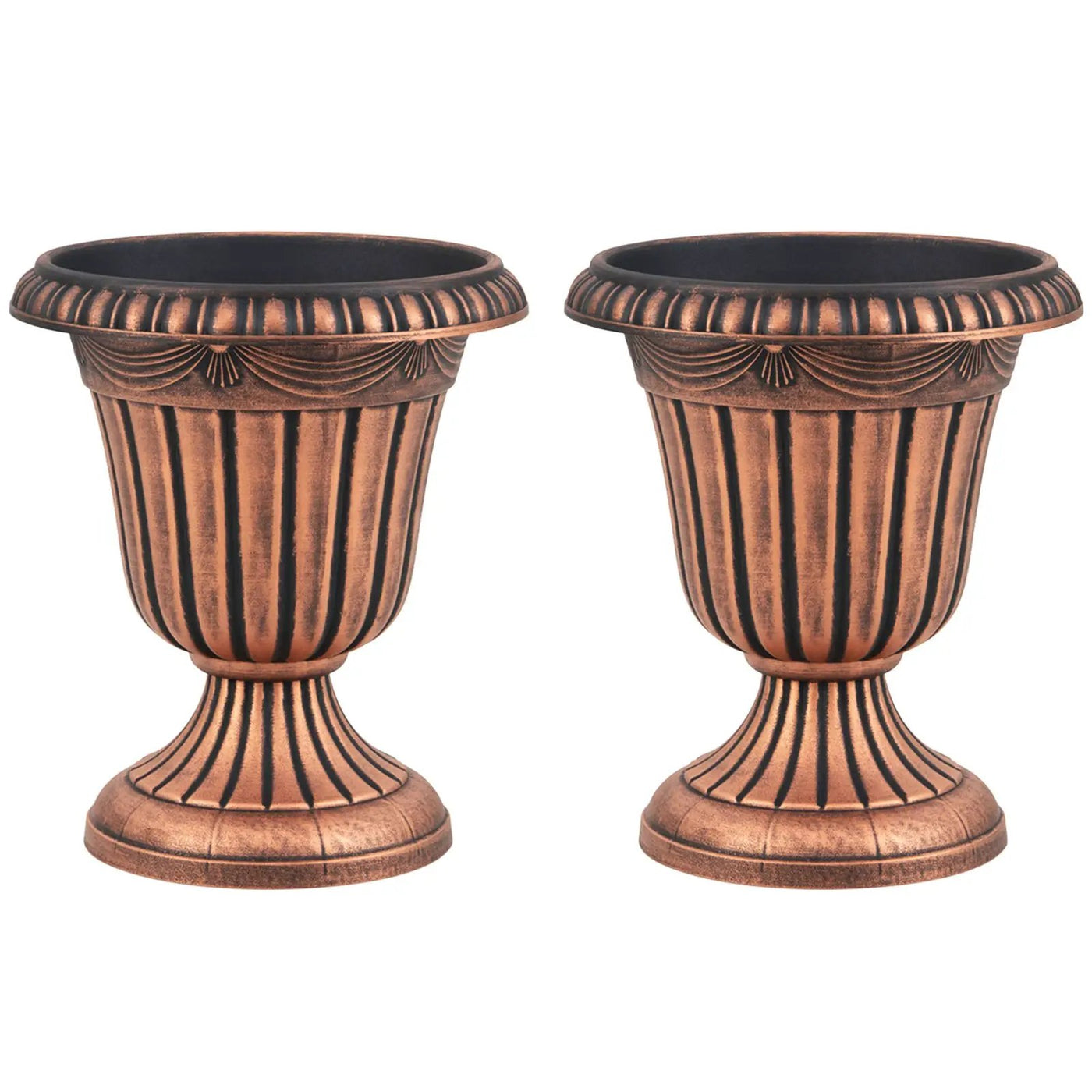 18 inch Tall Vintage Planters Set of 2 with Pedestal Base and Pre-marked Drain Hole by DirectDeals