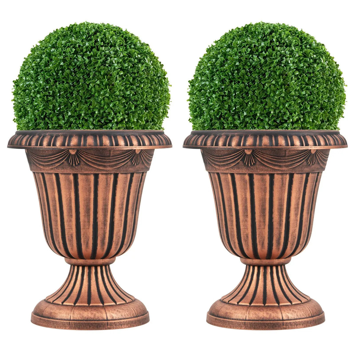 18 inch Tall Vintage Planters Set of 2 with Pedestal Base and Pre-marked Drain Hole by DirectDeals