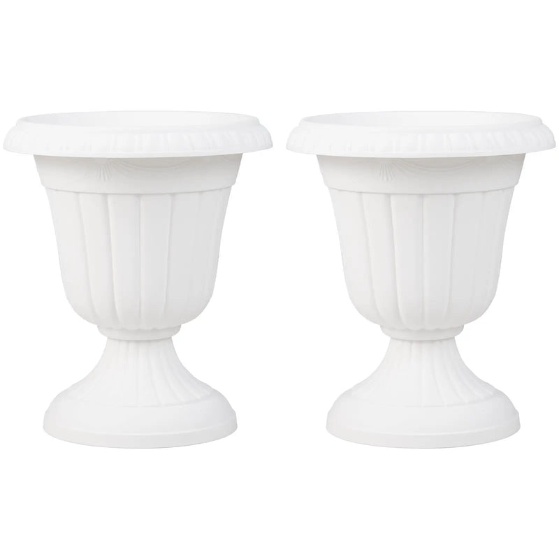 18 inch Tall Vintage Planters Set of 2 with Pedestal Base and Pre-marked Drain Hole by DirectDeals