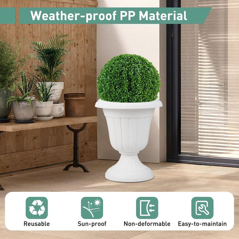 18 inch Tall Vintage Planters Set of 2 with Pedestal Base and Pre-marked Drain Hole by DirectDeals