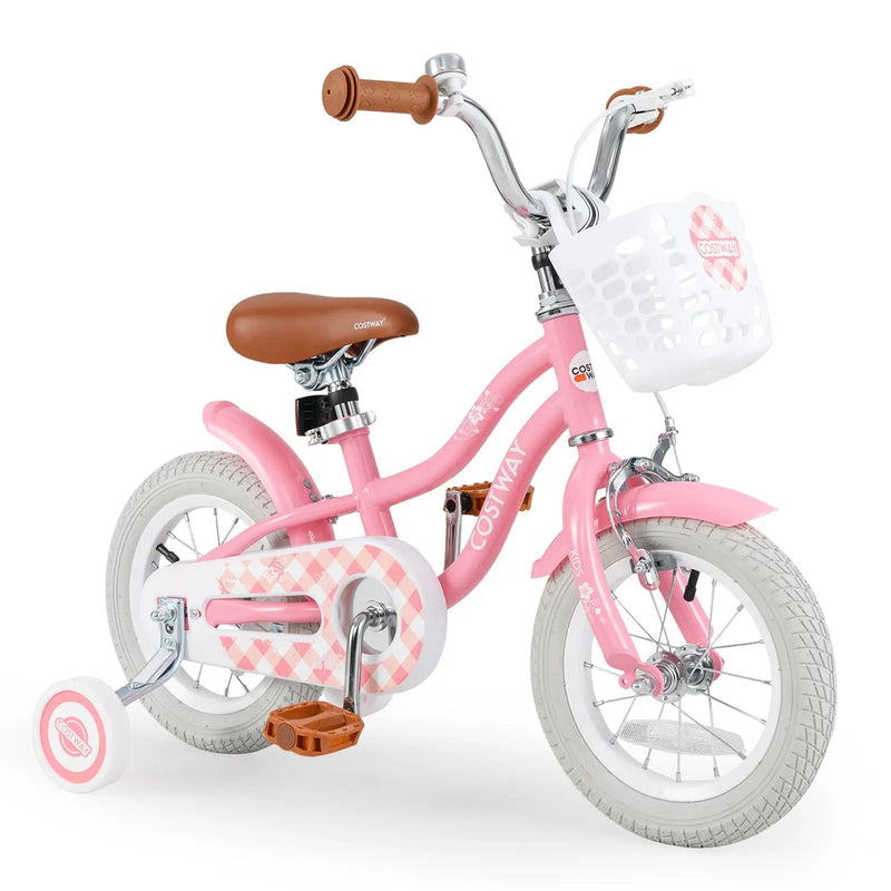 14 Inch Kids Bike with Training Wheels and Basket for Boys Girls 3-5 Years Old-14 inches by DirectDeals